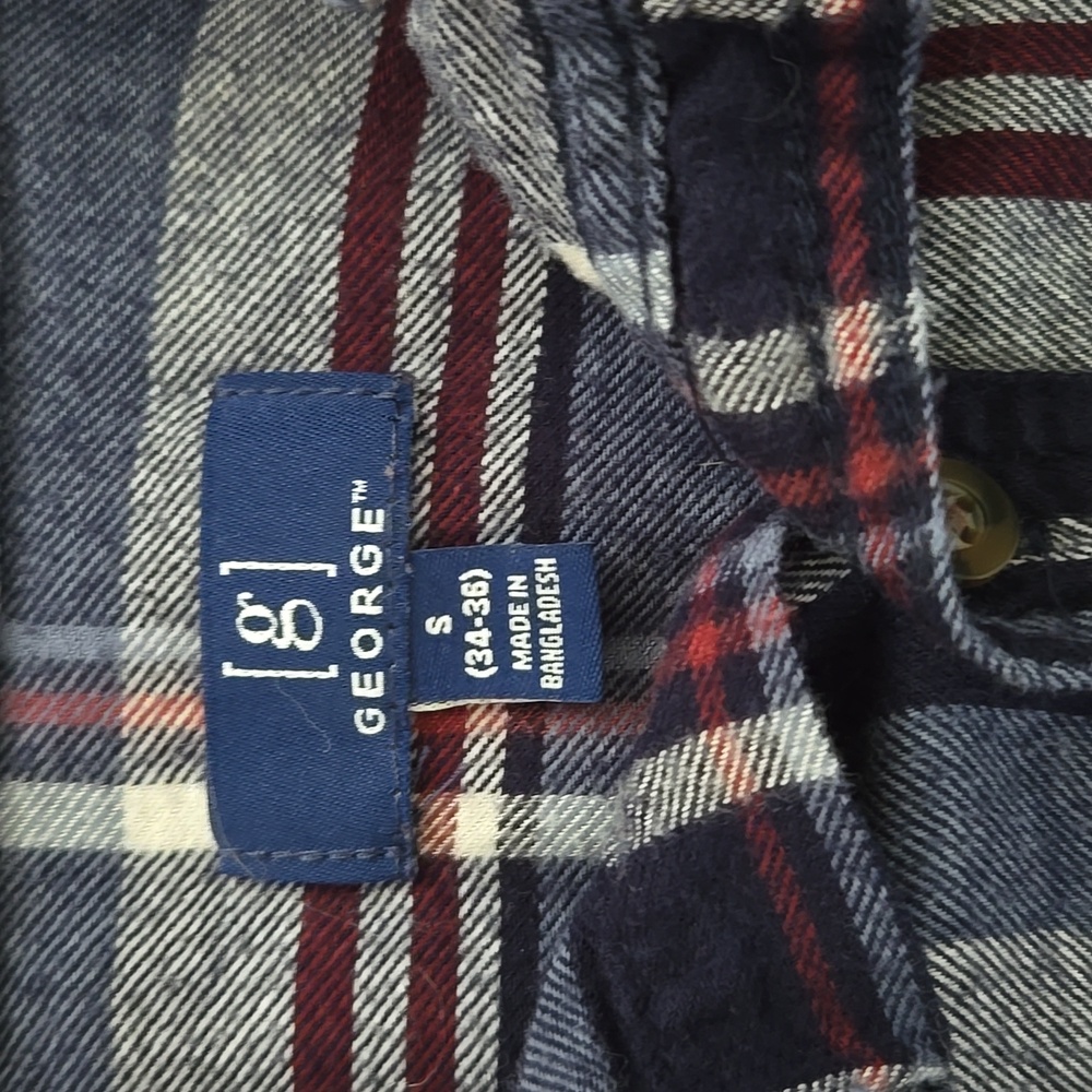 Men's George Blue Plaid Button-Up Long Sleeve Shirt - Picture 2 of 4